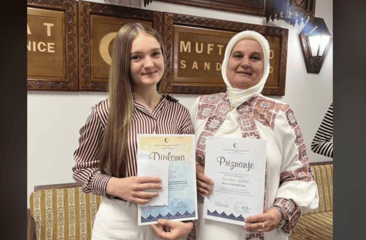 Zerina Zgrčo donosi prvo mjesto za BiH sa Međunarodnog takmičenja u Islamskoj vjeronauci u Sandžaku